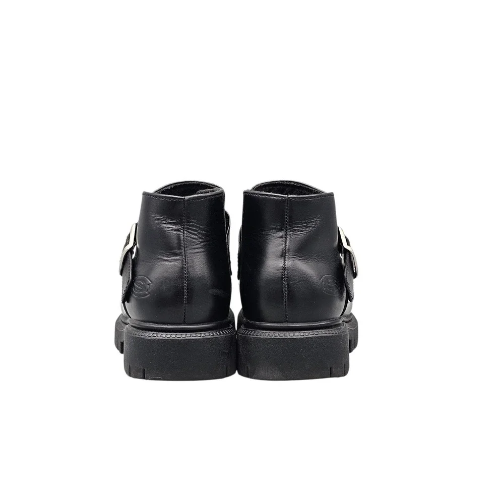Skechers Men's Size 9 US VGC Black Leather Y2K Chunky Buckle Strap Moto‎ Boots